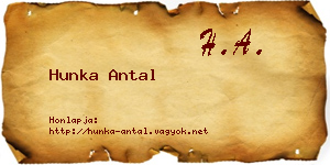 Hunka Antal névjegykártya